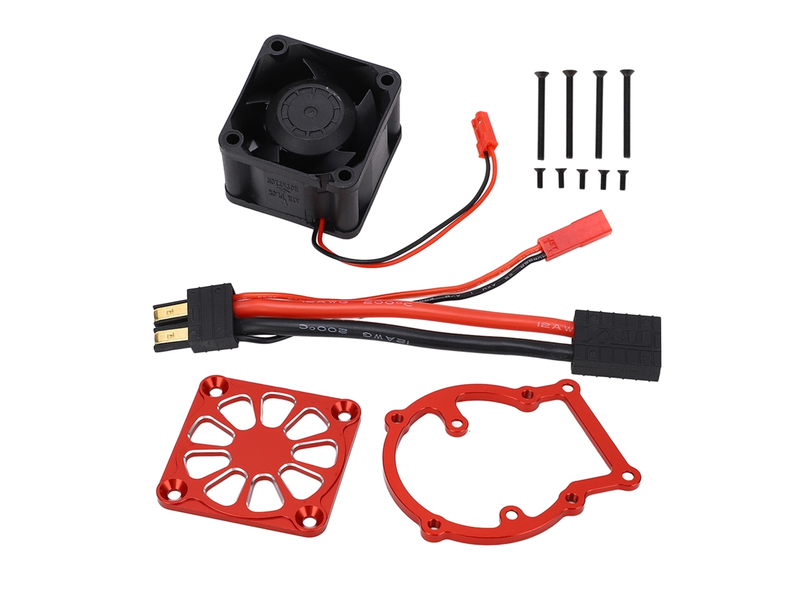 Cooler de Motor Rc Alumínio 8 12v 21000 Rpm para Traxxas 1/8 4wd com Dissipador Vermelho | S/MARCA