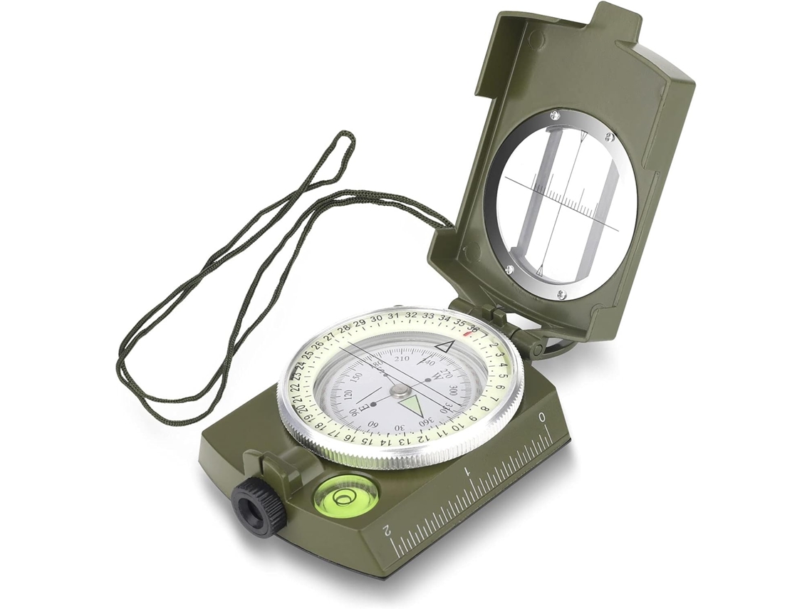 Bússola de Trilhas Resistente à Água, Estilo Militar, com Design Fluorescente AQUAFORGE