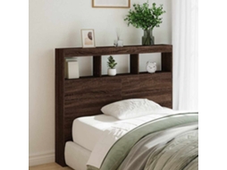 Vidaxl Armário Cabeceira C/ Luzes Led 120x17x102 Cm Carvalho Castanho