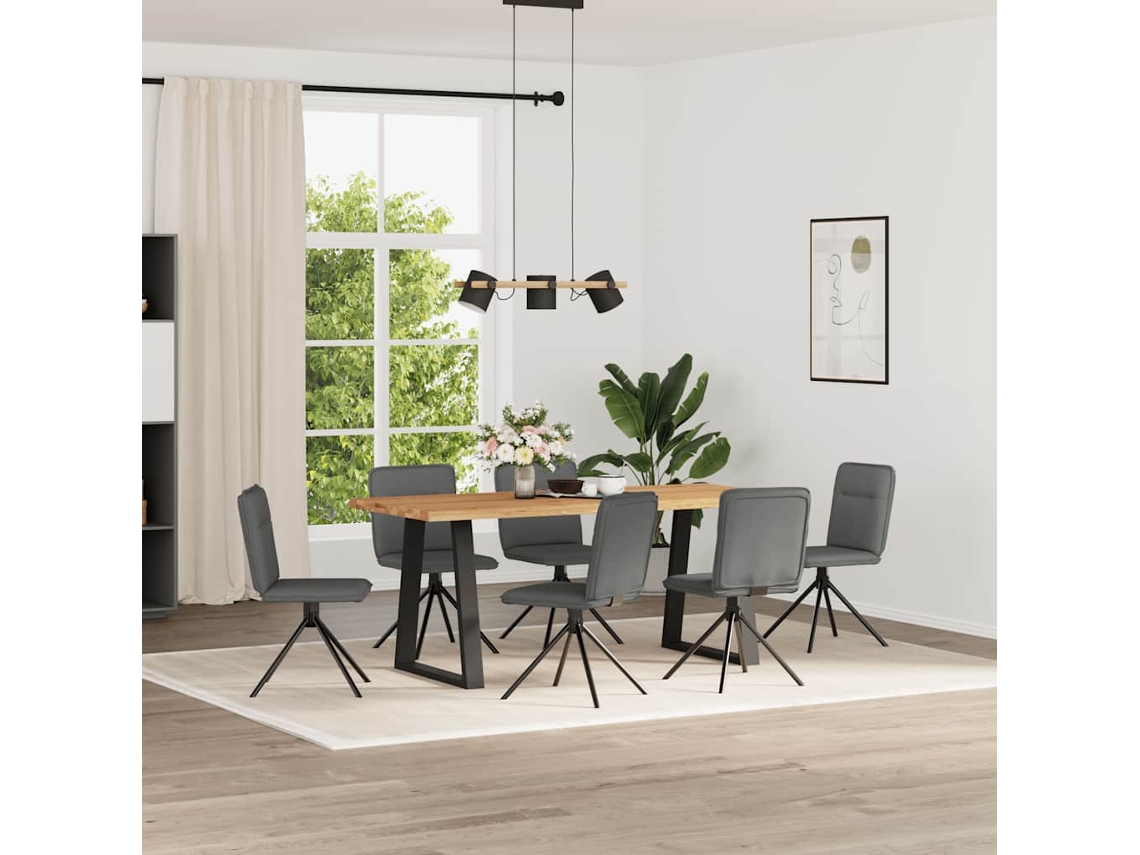 Vidaxl Cadeiras De Jantar 6 Pcs Tecido Cinzento-escuro
