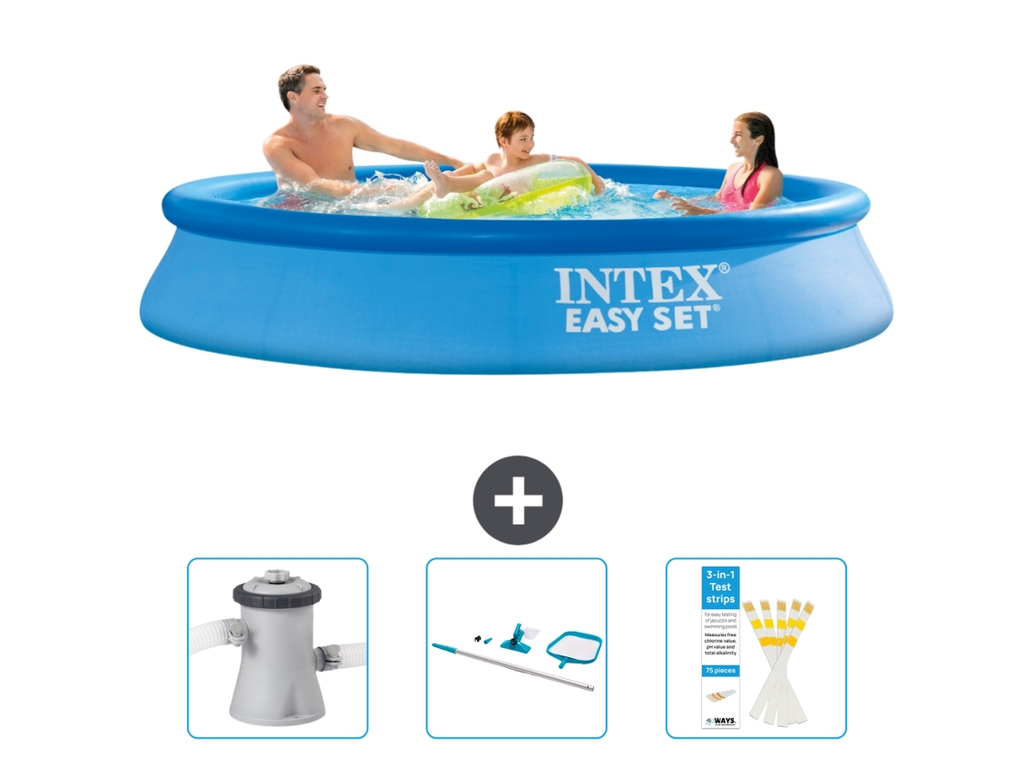 Piscina Inflável Redonda INTEX Easy Set 305 X 61 Cm Azul Incluída Bomba de Filtro de Piscina Kit de Limpeza Tiras de Teste