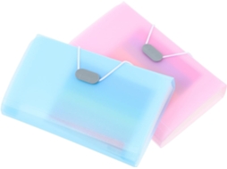 Pasta Supvox A6 Sanfonada para Contabilidade e Recibos, 13 compartimentos, 2 unidades, Corda Azul e Rosa, Portátil, Material ABS