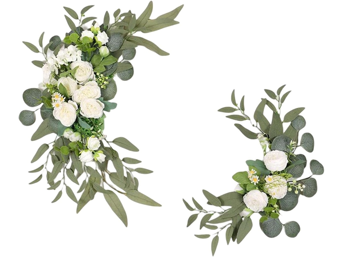 Arranjo Floral Para Arco De Casamento, 2 Guirlandas Decorativas De Peônias, Flores Artificiais De Seda Com Folhas Verdes, Para Casamentos E Arcos