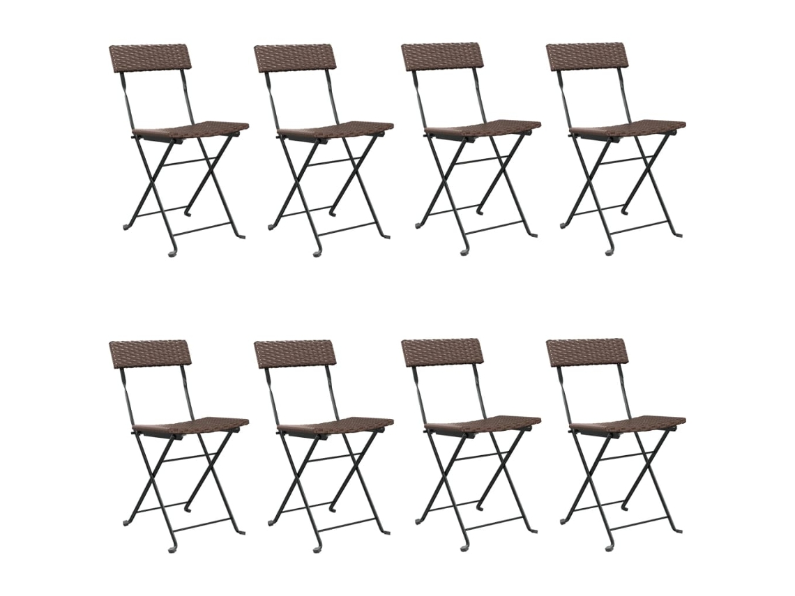 Conjunto de 8 Cadeiras de Bistrô Dobráveis Vime Pe e Aço Castanho MAISON EXCLUSIVE