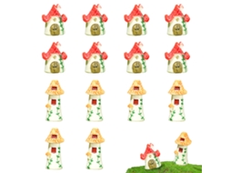 16 Peças de Ornamentos de Casa com Telha Vermelha para Micro Paisagem com Musgo NEVEANCE
