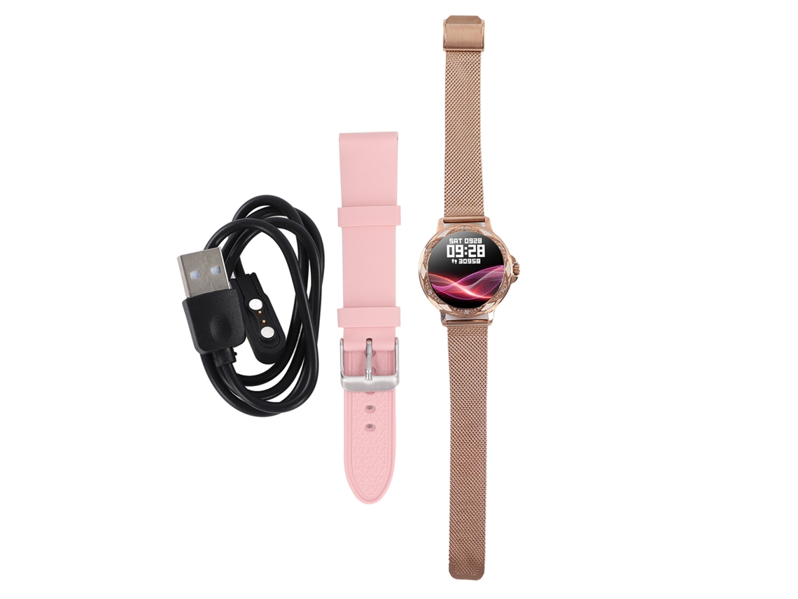 Smartwatch feminino 2026, 1.2 Polegadas, tecido tático, monitor de som, contador de calorias, dourado.
