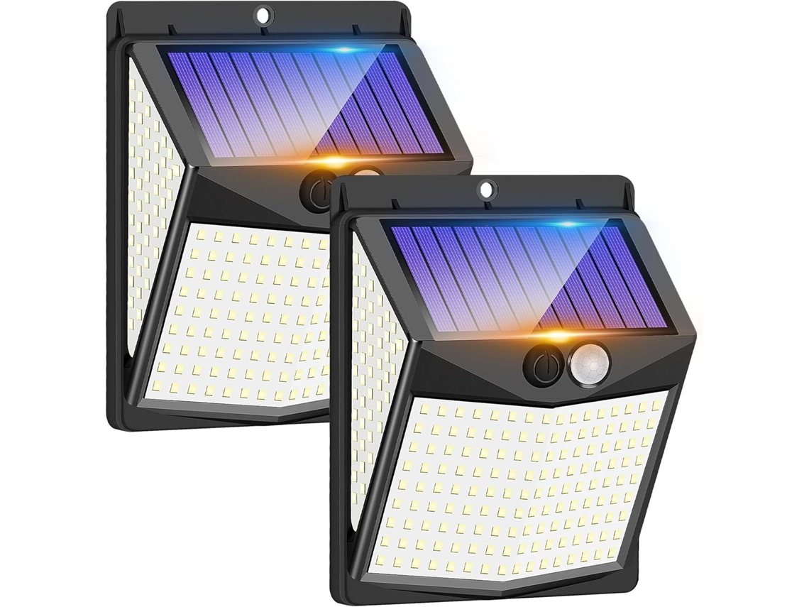 Kit 2 Luminárias Solares com 238 Leds Sensor Movimento 3 Modos AQUAFORGE