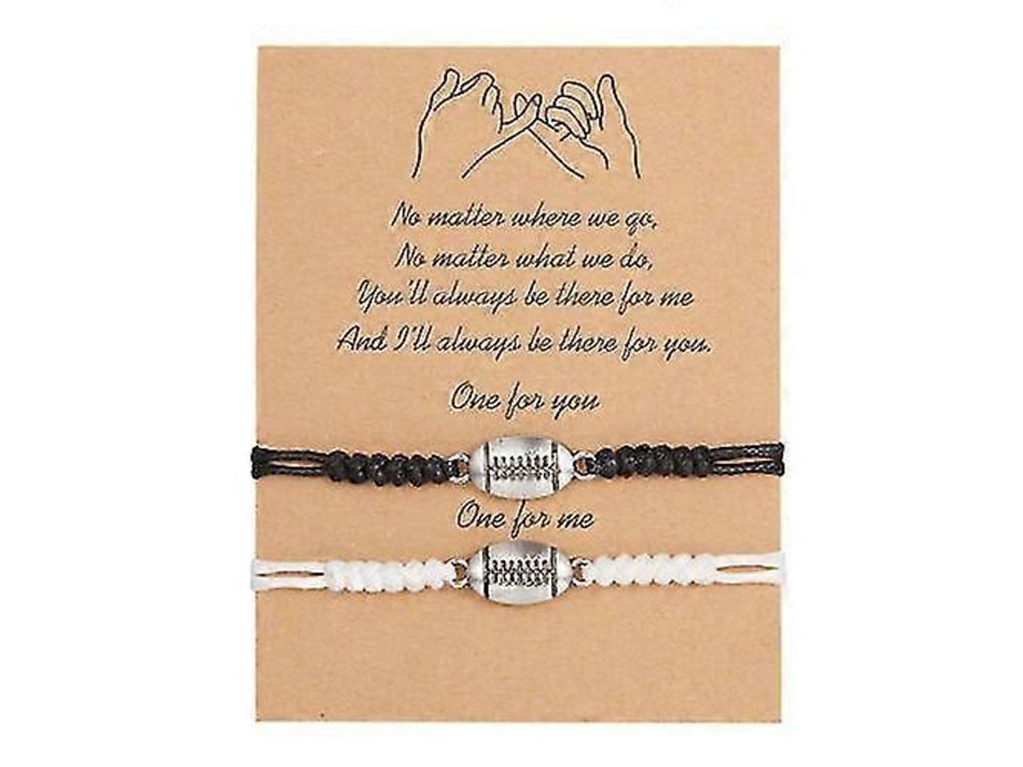 Pulseiras Tejidas Ajustáveis Com Cartão De Mensagem Esportes Bola Para Parejas Amigos Presente Rugby