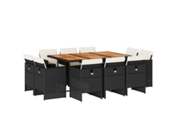 Conjunto de 11 Jantar para Jardim com Almofadões Vime Pe Preto MAISON EXCLUSIVE