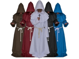 2026 túnica com Capuz de Monge Adulto Traje Medieval Renascimento para Festa de Disfraces Halloween Carnaval Cosplay