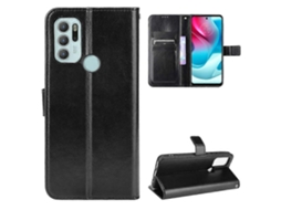 Capa De Couro Com Textura Crazy Horse Para Motorola Moto G60s, Com Aba Horizontal, Suporte, Compartimentos Para Cartões E Cordão.