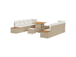 Conjunto 11 Conjunto De Sofá De Jardim Vidaxl Bege Vime Pe (80 X 80 X 71 Cm)