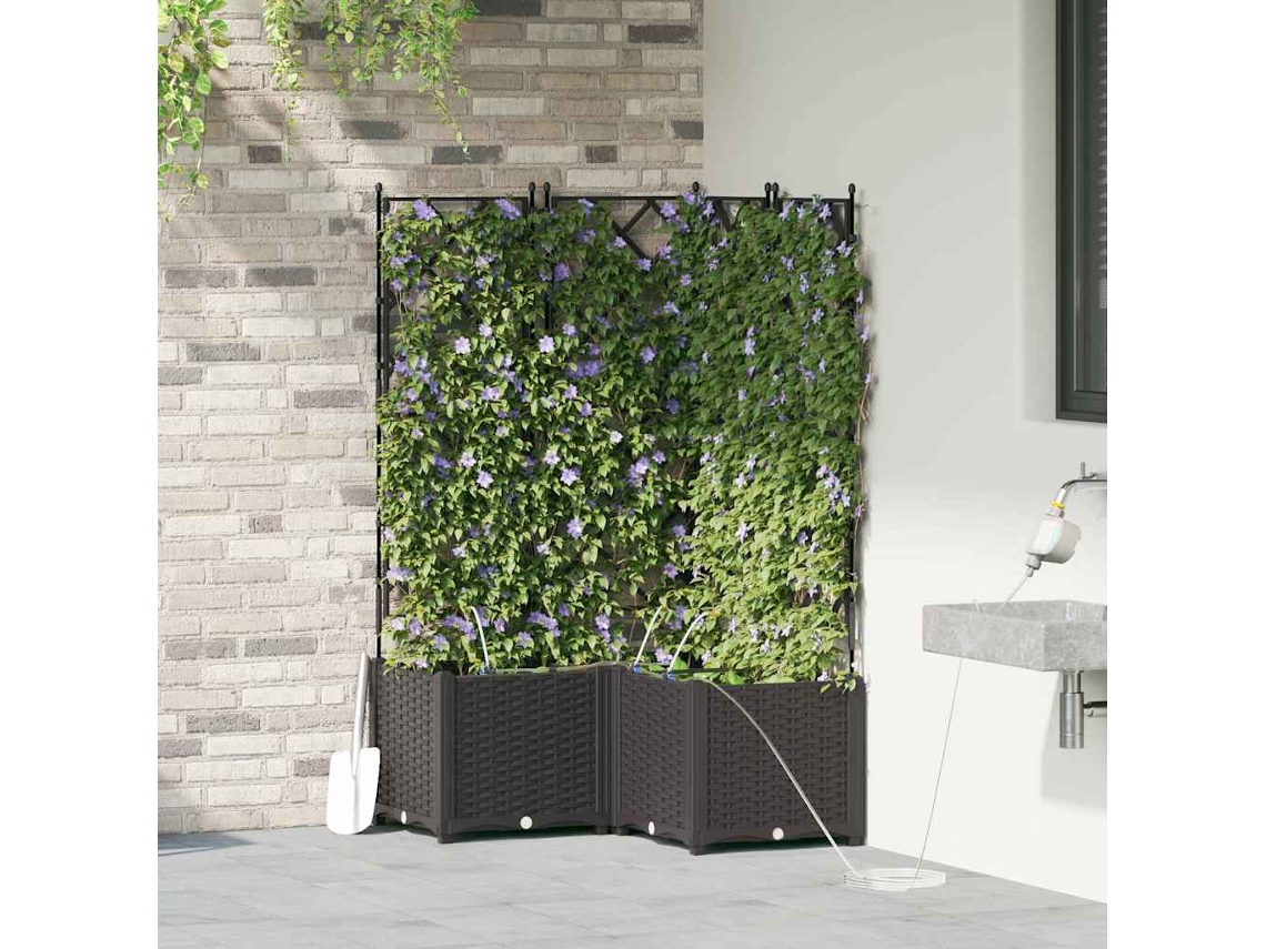 Vidaxl Vaso De Jardim 3 Unid. Preto 80 X 80 X 142 Cm Pp
