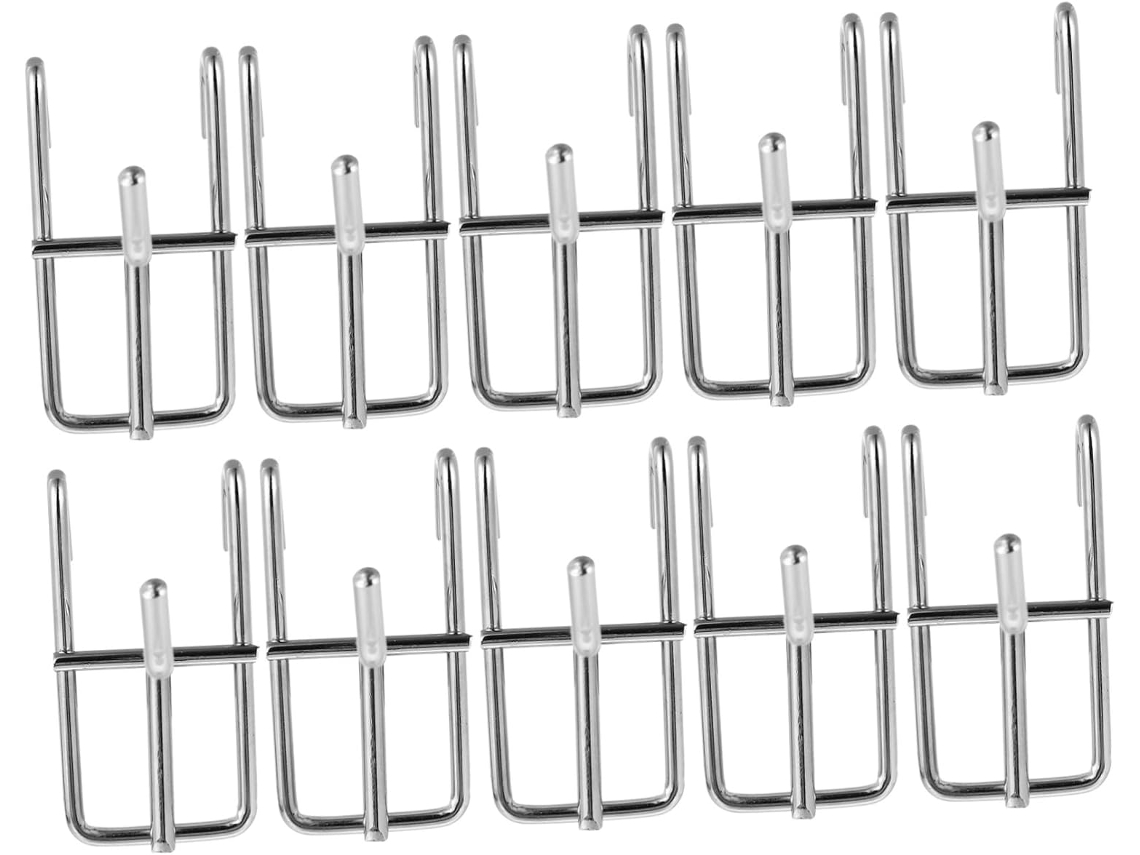 Conjunto De 10 Ganchos Ferro Para Painéis Grade, Cor Prateada, Resiste