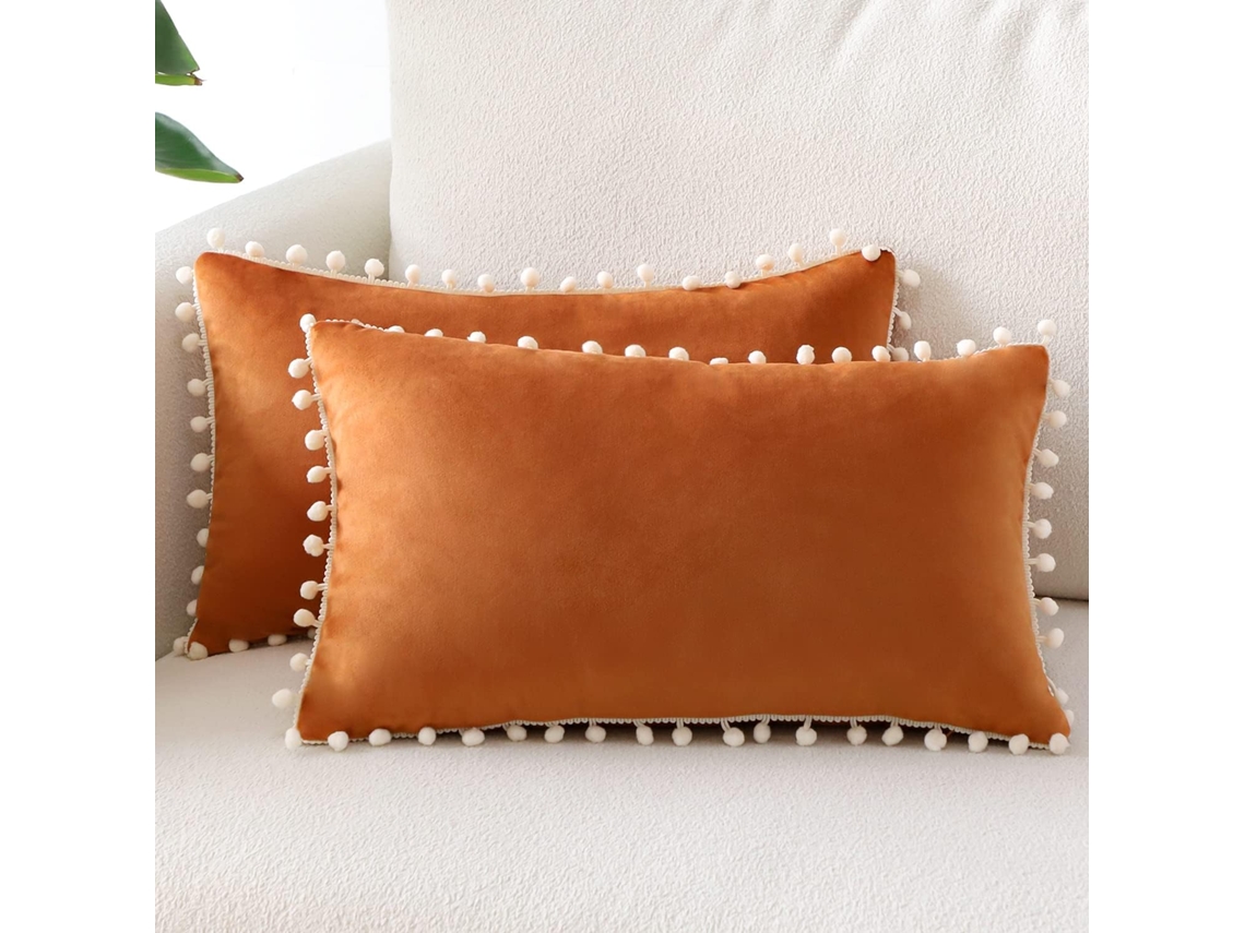 (30x50 Cm, Laranja) Conjunto De 2 Capas De Almofada Decorativas Em Veludo Macio