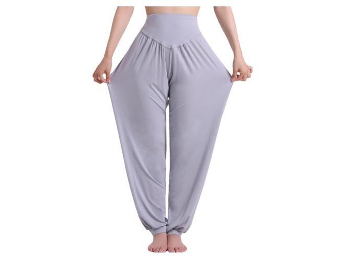 2026 pantalones Harem de Yoga Hippie Boho para Mulher Verão Baggy Joggers Elásticos Tamanho Grande XL Gris