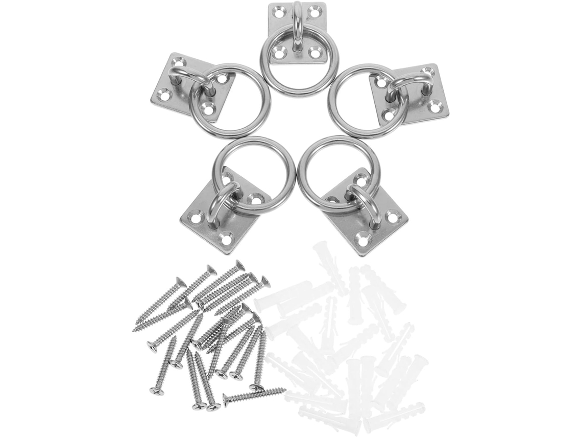 Conjunto De 5 Ganchos Aço Inoxidável Reforçados Para Pendurar Redes, V