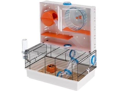Gaiola para Hamsters FERPLAST Olimpia (Branco e Laranja - 45x54x29,5 cm - Plástico e Metal)