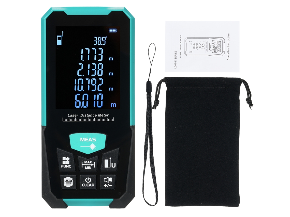 Medidor de distância a laser YURU 70m profissional com modos de medição pitagórica, área, volume, USB