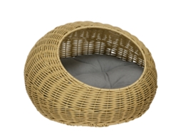 Caverna para Gatos com Almofada Lavável, para Animais de Até 4 Kg, Interna, Vime Artificial, Ø50 X 31 Cm, Marrom Claro Ge