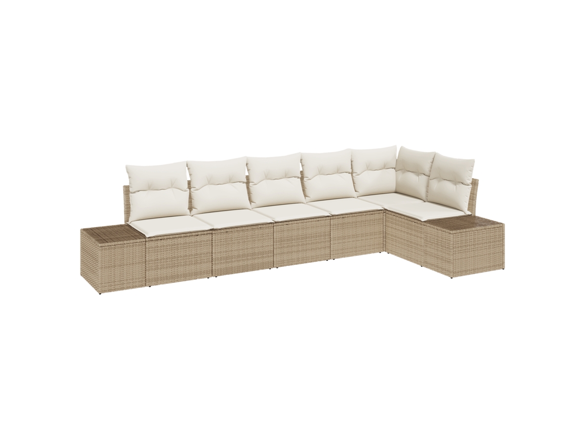 Conjunto 6 Conjunto De Sofá Modular Vidaxl Bege Vime Pe (319 X 154 X 69 Cm)