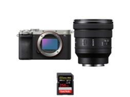 A7c Ii Prateado + Fe Pz 16 35mm F/4 G + 1 Sandisk 256gb Uhs ii 300mb/s Máquina Fotográfica Híbrida + Ebook Pricedirect SONY