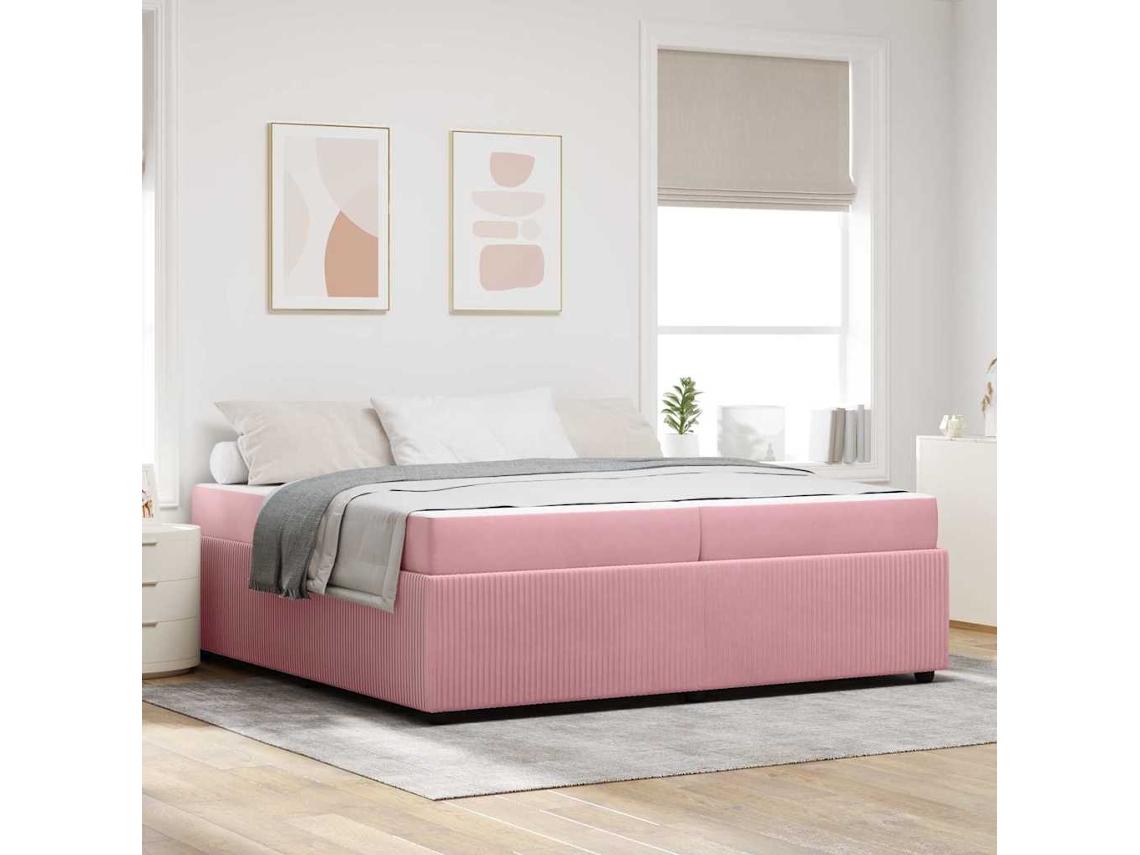 Vidaxl Estrutura Da Cama Rosa 200 X 200 Cm Tecido
