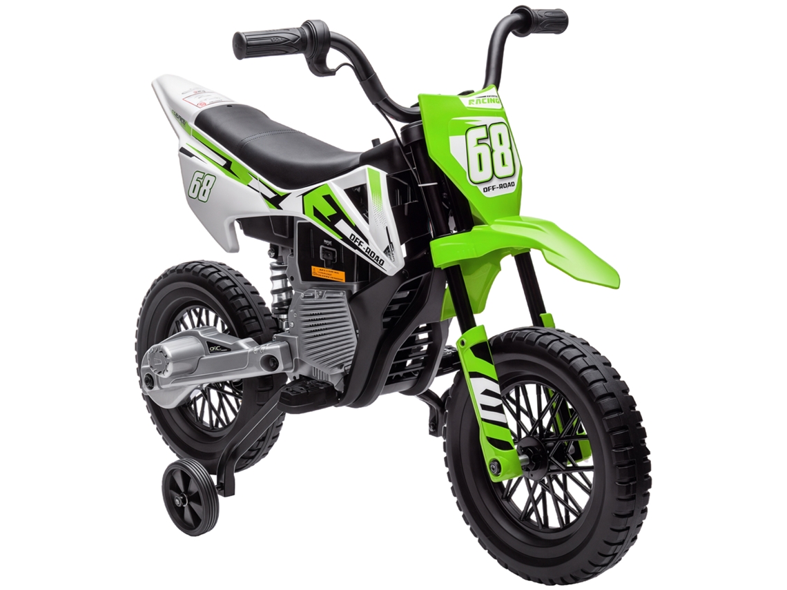 Motocicleta elétrica infantil, 12V, verde, com 2 motores, velocidade até 5 km/h | S/MARCA