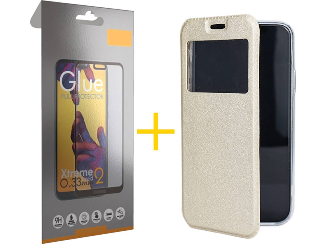 Kit Capa e Película Apple iPhone 11 Pro Max ACCETEL Full Gandy Flip (Dourado)