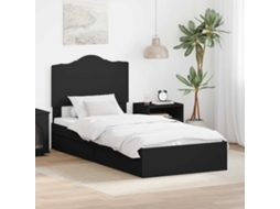 Vidaxl Cama Com Armazenamento Preto 90 X 190 Cm Derivados De Madeira