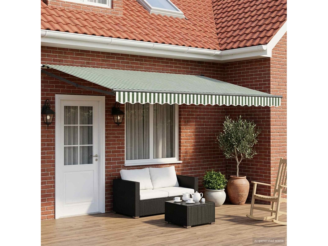 Vidaxl Toldo Retrátil Elétrico Verde, Branco, Antracite 4 × 3 M