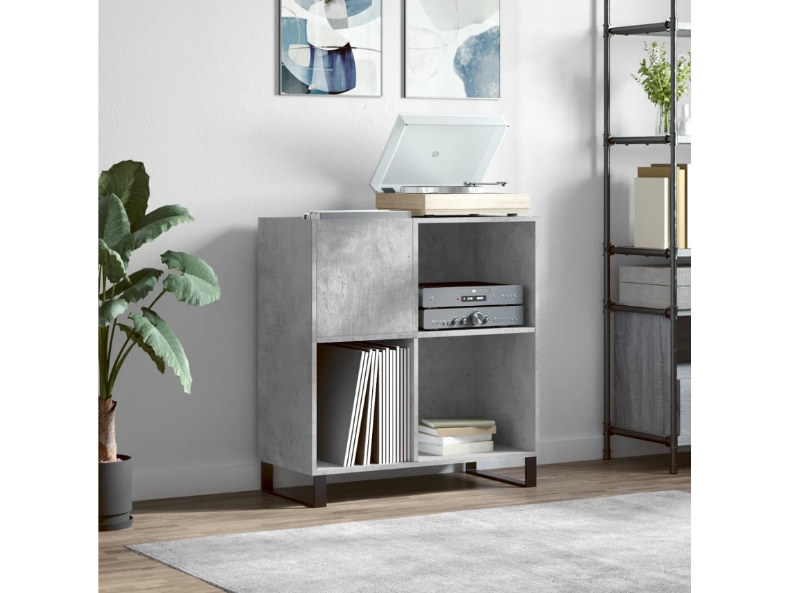 Vidaxl Armário P/ Discos 84,5x38x89 Cm Derivados Madeira Cinza-cimento