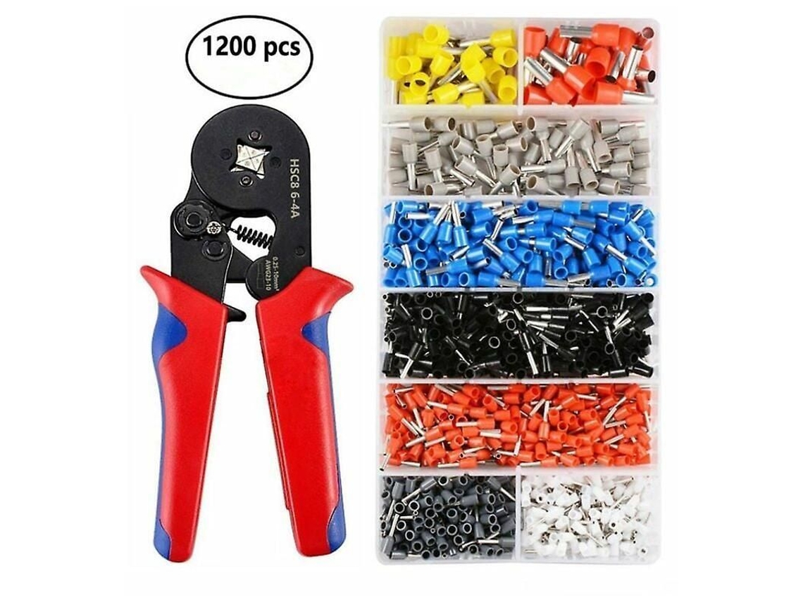 Ferramenta De Crimpagem De Bornes Elétricos Com 1200 Terminais 0.25-10mm Incluídos Kit Profissional Ajustável Automaticamente