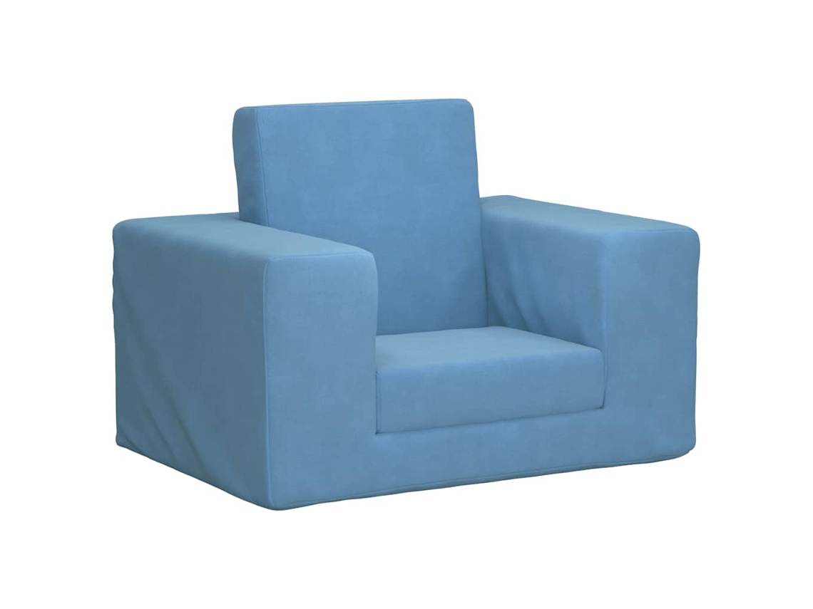 Vidaxl Sofá-cama Infantil Pelúcia Macia Azul