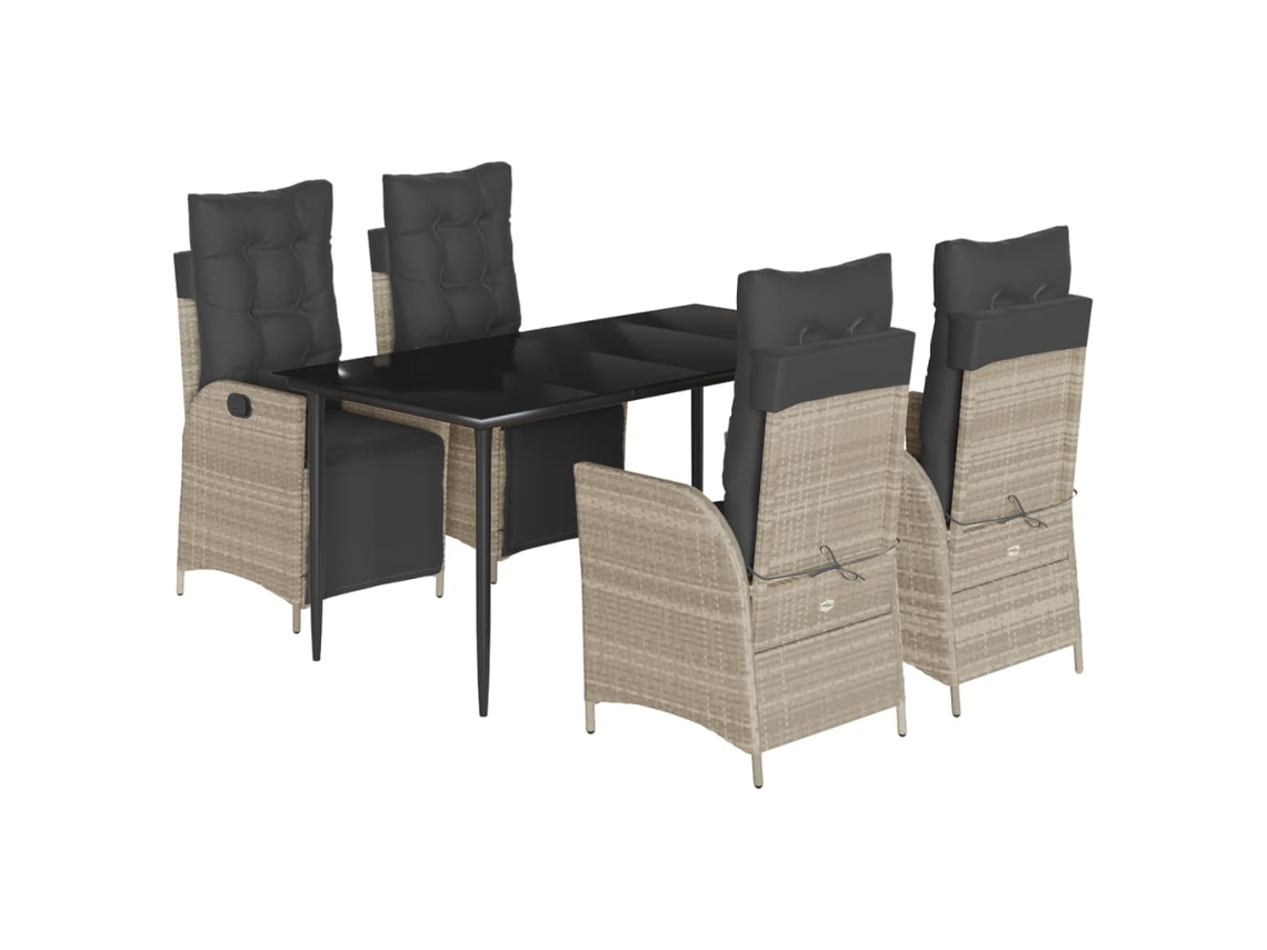Garden Dining Set, Garden Dining Sets Vidaxl Cinzeto Rattan / Vime (mesa Com 160 Cm De Comprimento)