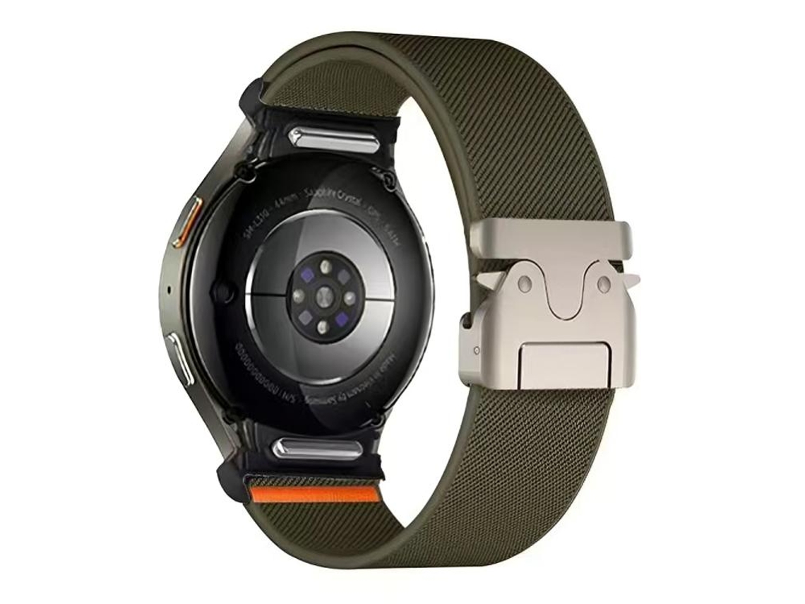 Bracelete para Samsung Galaxy Watch 7/6/5/4 XIAOMOYU em nylon elástico com botão pressão e fivela paraquedas verde exército