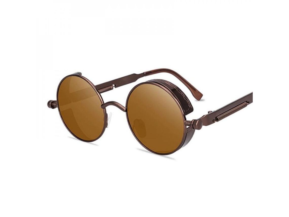 2026-óculos De Sol Redondos Vintage Steampunk Góticos De Metal Retro Design Para Homem E Mulher Brown Brown