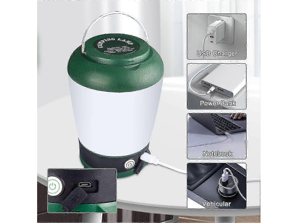 Lanterna De Acampamento Recarregável Usb, Lanterna Portátil Para Barraca, 6 Modos De Iluminação Olysi Shop