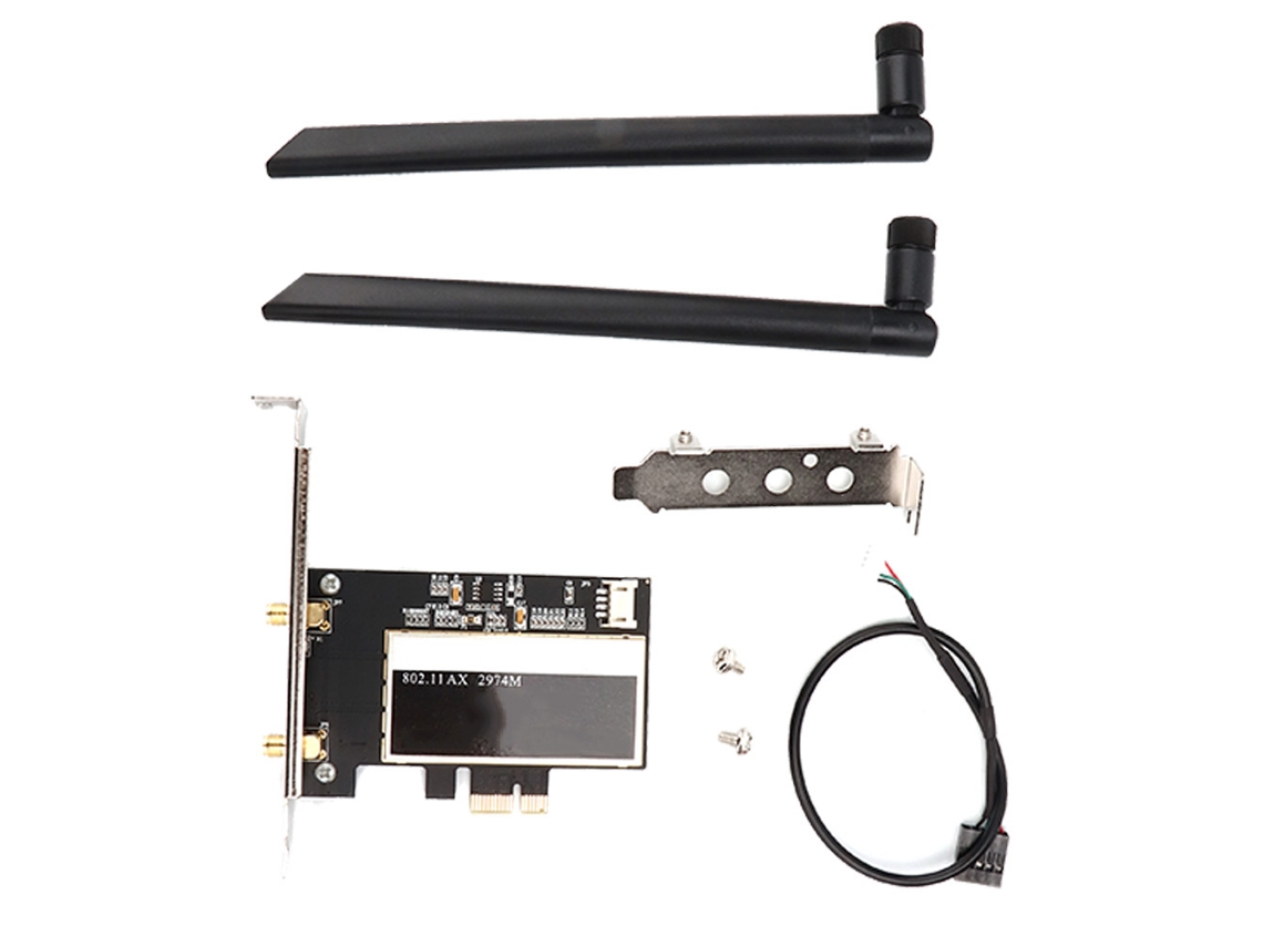 Placa De Rede Sem Fio Dual Band Pci-e Desktop Intel Ax200 Wr-9200 Com 2 Antenas De 6dbi