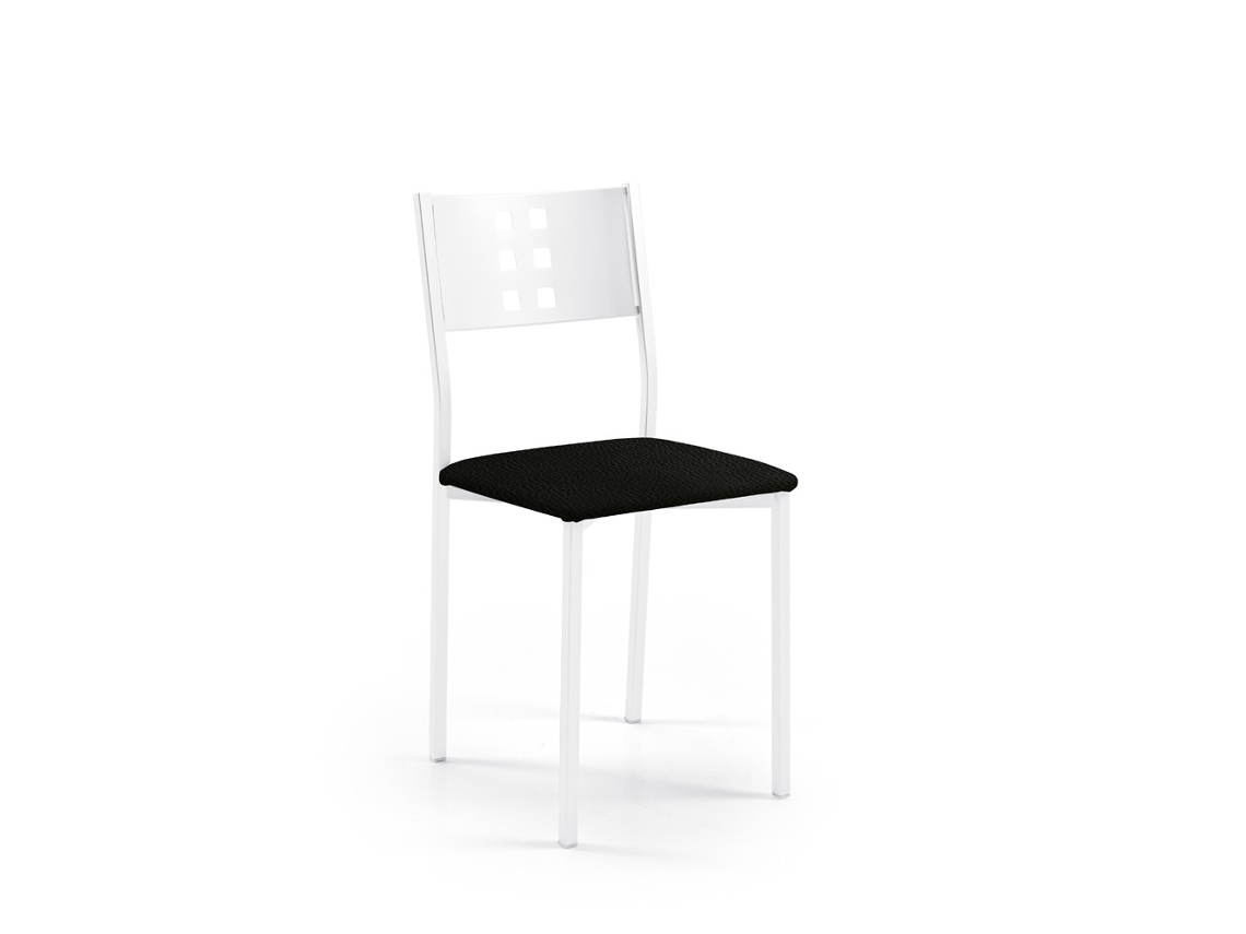 Cadeira de Cozinha Brancazamora 38x86x47cm Couro Preto FANMUEBLES