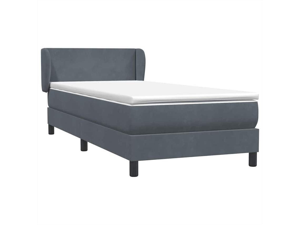 Cama com Molas/colchão Cinza escuro 80x220 Cm Veludo MAISON EXCLUSIVE
