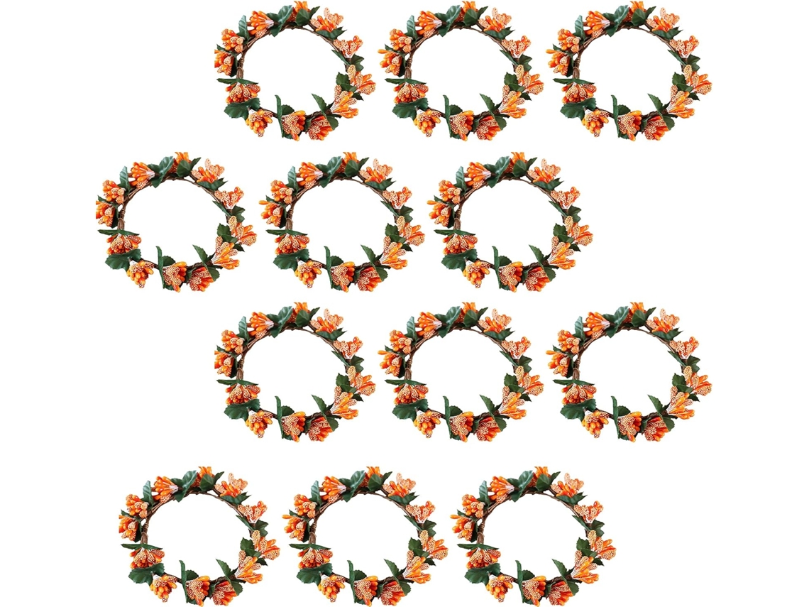 Conjunto de 12 velas de 13 cm - Mini guirlanda artificial de frutos silvestres - Guirlanda de outono com ramos de frutos silvestres