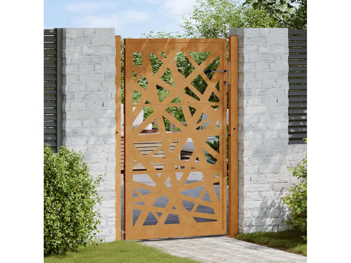 Vidaxl Portão De Jardim 100x150 Cm Em Aço Resistente Às Intempéries Com Design Leve