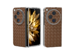 Capa De Celular De Pu Com Moldura Transparente E Textura Trançada Para Oppo Find N3