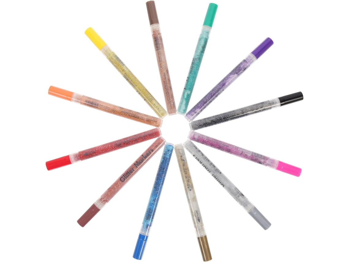 12 Marcadores Com Glitter Para Decoração Escolar, Canetas De Desenho
