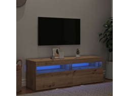 Vidaxl Móvel Tv C/ Luzes Led Derivados De Madeira Carvalho Artisiano