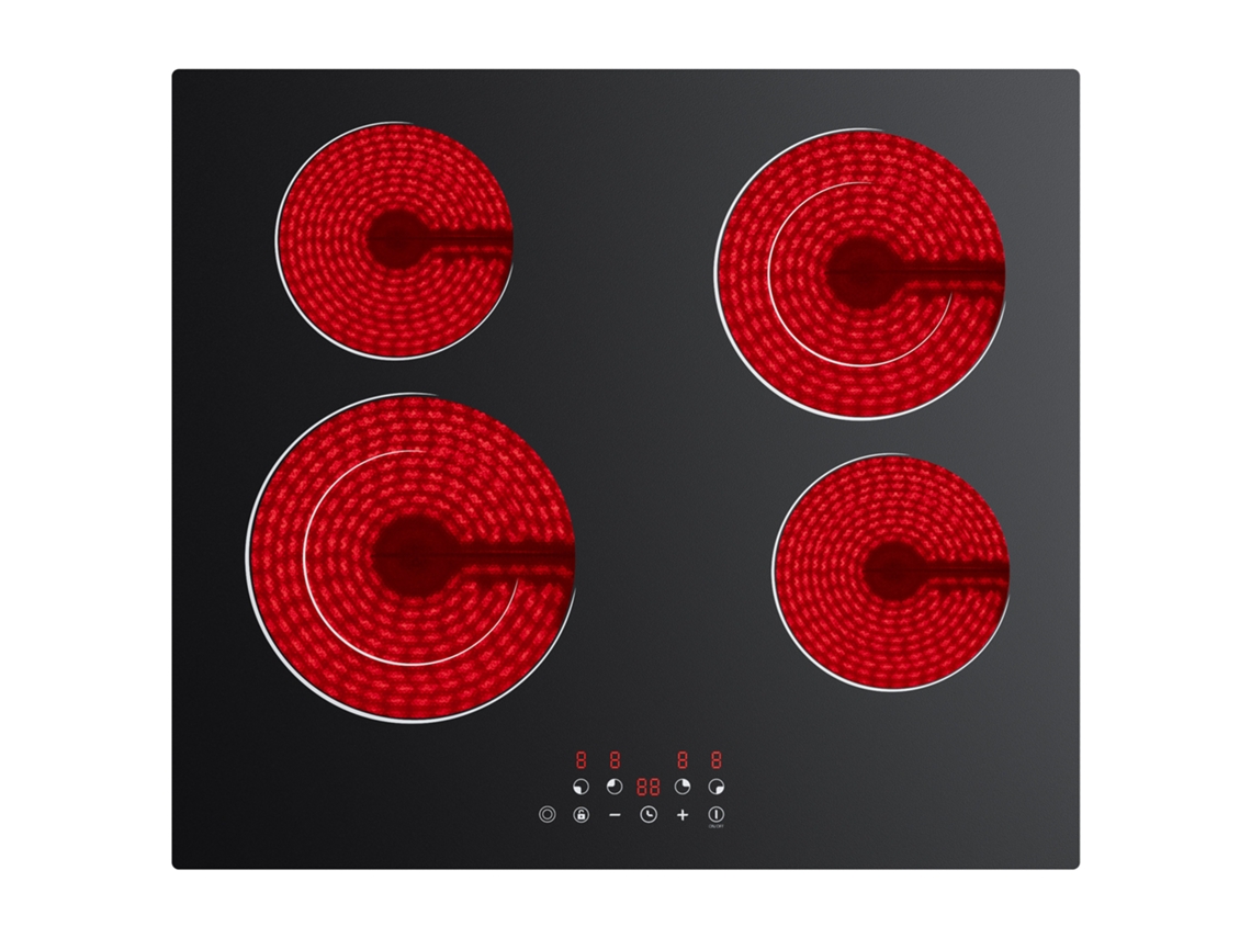 Placa De Vitrocerâmica Ciarra com 4 Zonas 59cm 6600w Função Boost Touch Control 9 Niveles Função De Temporizador Cdver66bb Cdv
