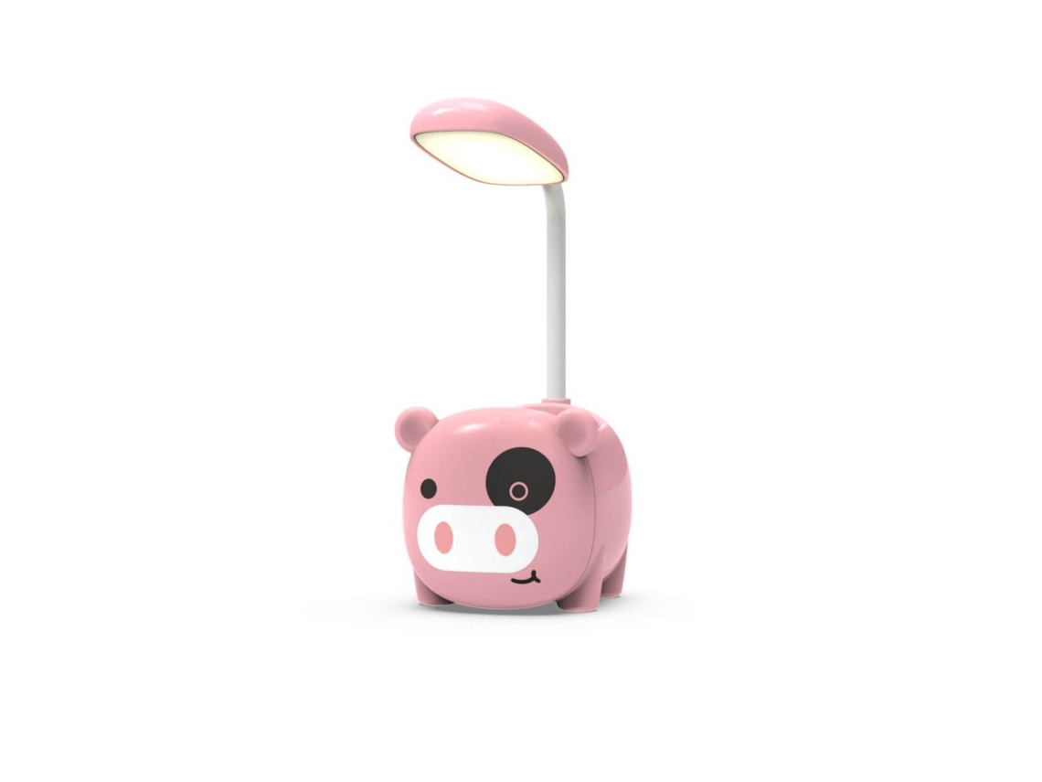 Lâmpada de Mesa Rosa com Porta canetas para Estudantes