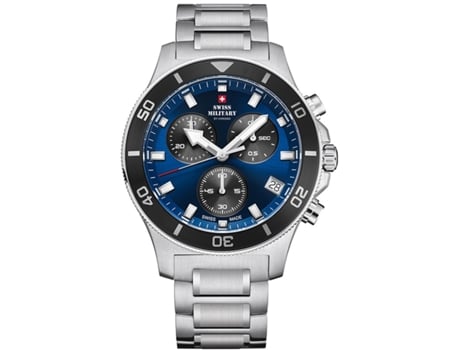 Relógio masculino prata aço inoxidável cronógrafo Sm34067.11 SWISS MILITARY BY CHRONO