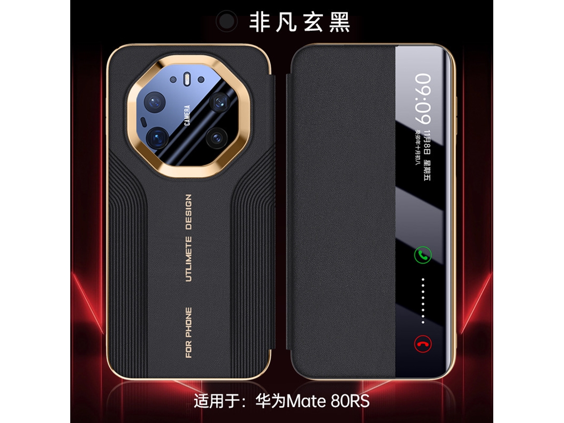 Capa Flip Magnética (huawei Mate80rs Master Black) - Textura Em Relevo Aerodinâmica